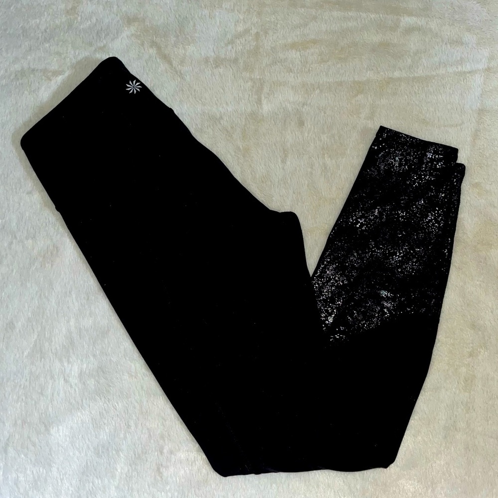 Athleta Black & Silver Reflective Leggings - Size Small